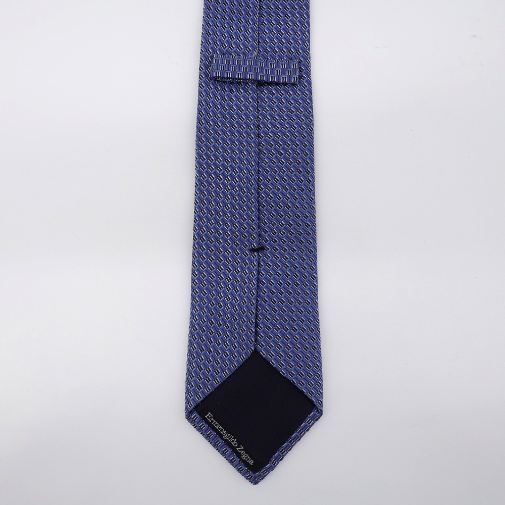 Ermenegildo Zegna Basketweave Silk Necktie‎ Blue One Size Mens OS - Picture 3 of 7